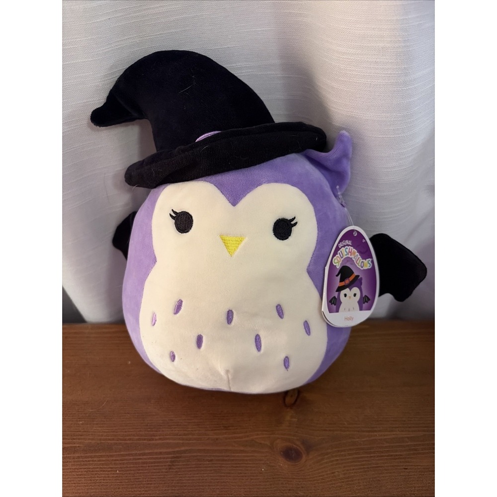 Holly the Owl w Black Witch Hat 10" Halloween Squishmallow New w Tag